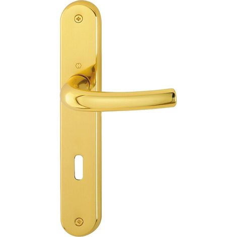 Ensemble pour porte palière Tokyo laiton poli cle I - HOPPE