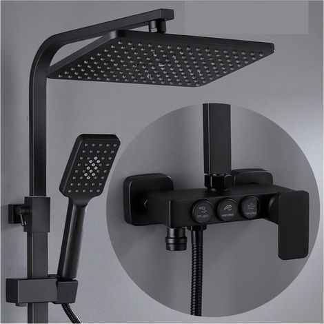 Ensemble de douche mitigeur thermostatique intelli Système de douche thermostatique salle de bain LED ensemble de douche numérique intelligent montage mural robinets de bain à tête carrée mitigeur cha (1/5)