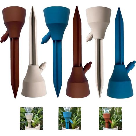 A 6 PCS Goutte a Goutte Bouteille, Distributeur Eau Plante, Arrosage Plante Interieur, Arrosages Automatiques Réglables pour Légumes, Fleurs et Plantes (1/5)