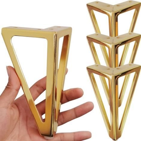 15 cm große, goldfarbene Möbelbeine aus Metall, 4 Stück, goldfarbene Sofa-/Schrank-/Tischbeine, Ersatz für Kommoden (Gold) (1/4)