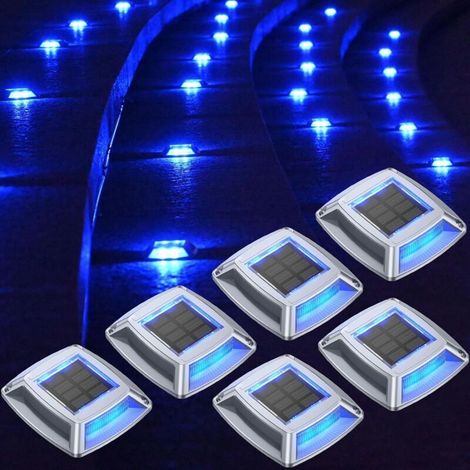 Éclairage pour Chemins Spot Solaire Exterieur Puissant IP68 Étanche Eclairage Escalier Exterieur Bleu Balise Solaire Exterieur Jardin 24LM pour Terrasse, Chemin, Piscine et Parc (6) (1/5)