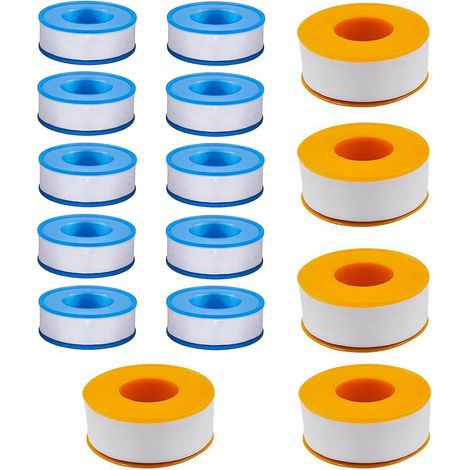 20 Pièces Ruban D'étanchéité en PTFE, pour Ruban D'étanchéité Industriel PTFE, pour Filetage D'air et D'eau, Joint de Robinet à Ouverture rapide (2 Couleurs) (1/5)