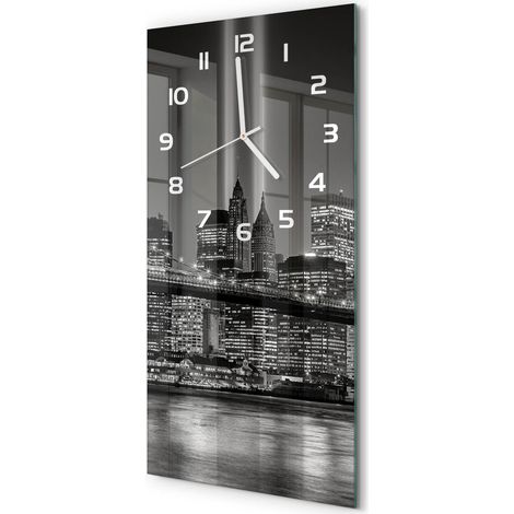 Horloge Murale Rectangulaire Verticale Cadeau Anniversaire Décorative Manhattan, New York 30x60 cm (1/5)