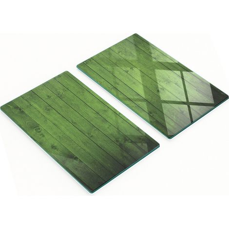 Tablas de cortar decorativas de vidrio y madera verde, 2x30x52 cm