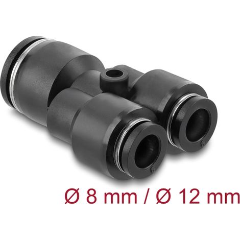 Pneumatik Steckverbinder 2 x 8 mm zu 1 x 12 mm mit Befestigungsloch Y-Form