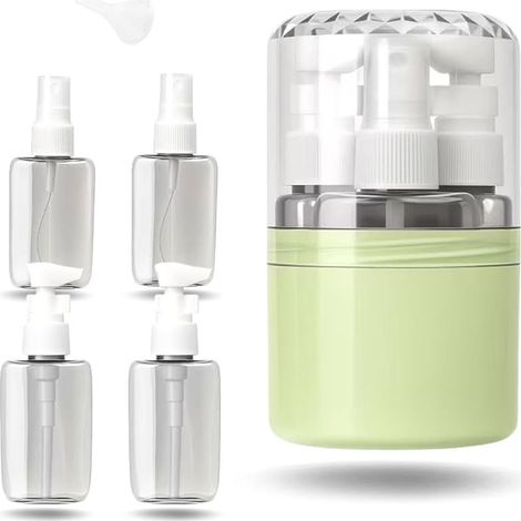 CYRILL – Dispenser da viaggio 4 in 1, flaconi portatili ricaricabili per shampoo, lozione, crema e gel doccia, design a tenuta stagna, adatto per viaggi e vacanze (1/5)