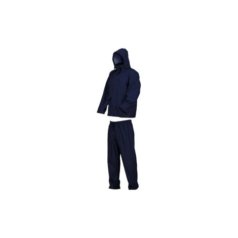 Completo impermeabile LLUVIA taglia L in poliuretano-PVC-poliestere giacca e pantalone blu (1/3)