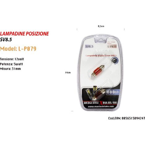 Trade Shop - POSITIONSLAMPEN SV8.5 12V / 31MM 5W MAXTECH L-P079R ULTRAHELLE LAMPEN -