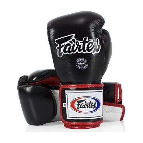 Guantes de boxeo Fairtex de cuero genuino BGV5 negros de 283 g (10 oz) (1/5)