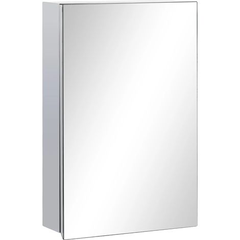 Meuble de Salle de Bain, Porte Miroir, 3 Étagères de Rangement, Sylver (1/2)