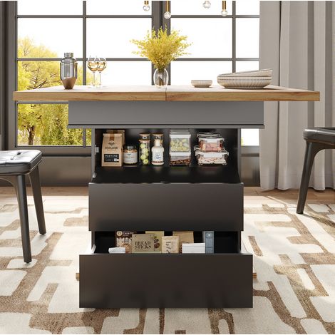 tavolo pranzo allungabile 110-140 MDF nero naturale OKMYHOME (1/5)