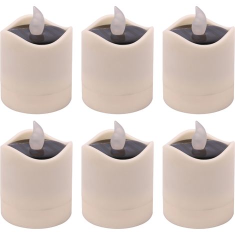Lámparas solares tipo vela, impermeables IP44, 6 unidades, luz blanca fría intermitente (blanco frío) (1/5)