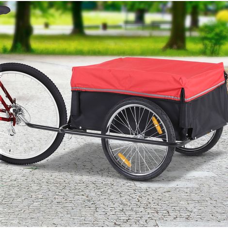 Fahrrad-Lastenanhänger 140 x 88 x 60 cm, Stahl/Oxford, schwarz-rot, faltbar – MEUBLIV (1/5)