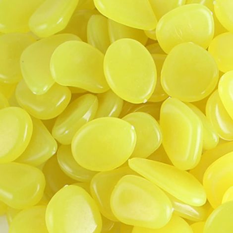 300 Pièces Pierre Lumineuse Galet Lumineux Cailloux Brillants dans Le Noir pavés pour Maison Jardin Passerelle Aquarium Patio Pelouse Décoratives Jaune 17-13mm (1/5)
