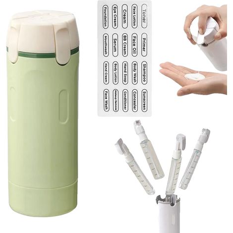 Dispenser da viaggio, design 4 in 1, impermeabile, verde (1/2)