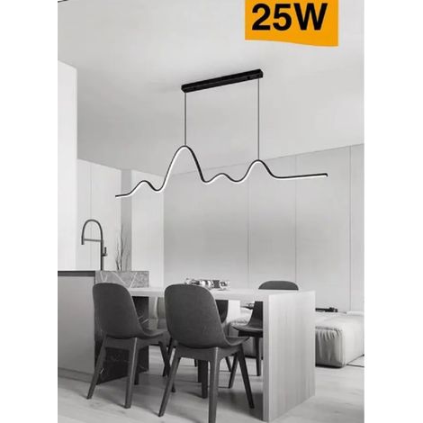 TrAdE Shop Traesio - Lampadario Sospensione Led 25w Moderno Onda Sfalsata Luce 4000k 6500k 3000k B73n - -Bianco Freddo -