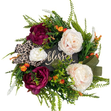 Couronne Décorative Automne - Couronne Fleur Artificielle 40 cm - Pour Porte d'Entrée Fenêtre Intérieur Extérieur - 1 Pièce (1/4)