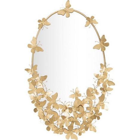 Specchio ovale da parete dorato con farfalle decorative Butterfly Wind (1/6)