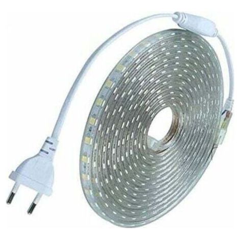 LaBlanc - Kit completo de tira LED de 5 metros, 220 V, silicona impermeable IP68, blanco frío 6000 K, SMD5050, 60 LED/m - no requiere transformador, 8 mm de ancho (1/5)