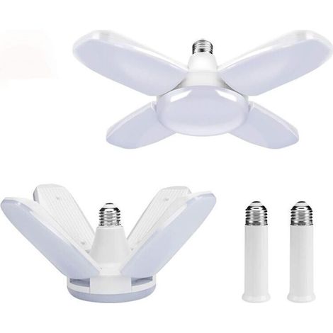 Paquet de 2 Éclairage de garage à LED,60W E27 6000K Lampe d'atelier Déformable à 4 Panneaux Ajustables Plafonnier LED pour Garage, Atelier, Entrepôt, Sous-sol,Gym, Cuisine(Blanc Froid) (1/5)