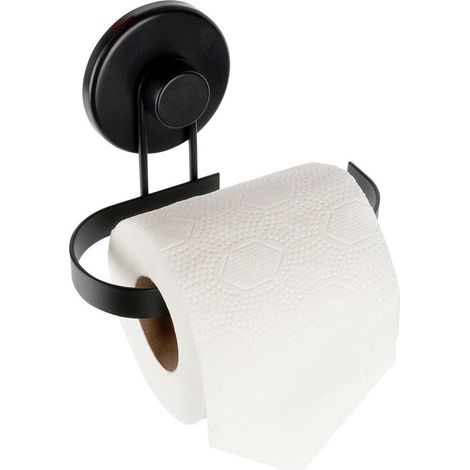 Portarrollos de papel higiénico de metal negro con ventosa (1/5)