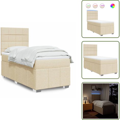 Cama con cabecero ajustable - vidaXL Cama box spring con colchón tela color crema 80x200 cm - Colchón ensacado