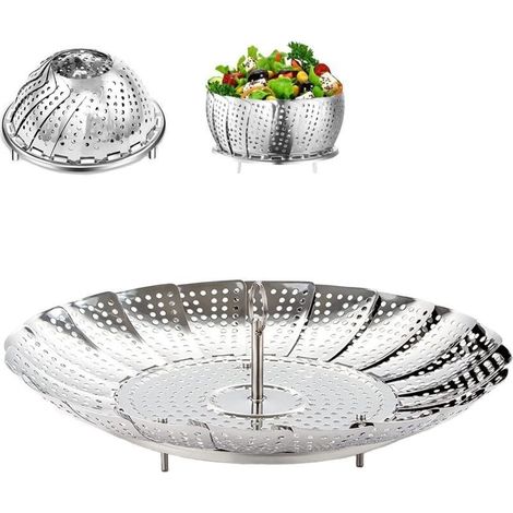 Cuiseur vapeur pliable en acier inoxydable, cuiseur vapeur pliable, accessoires pour cuiseur vapeur pliable pour légumes et fruits (1/5)