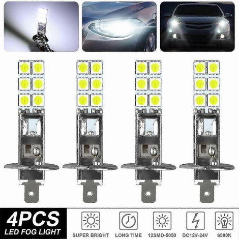 4 Stück H1 6000k Superweiß 80W LED-Scheinwerfer-Set Nebelscheinwerfer Fahrlicht Autobahn