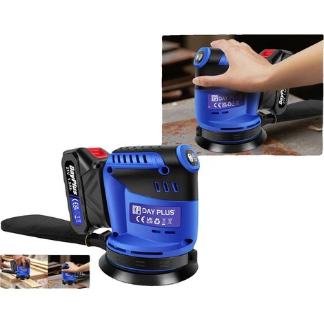 Ponceuse orbitale aléatoire sans fil, 21V, batterie 1,5Ah, 3 vitesses réglables, plateau de ponçage de 125 mm, diamètre d'orbite aléatoire de 2,8 mm (1/5)