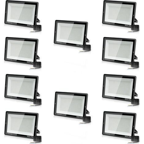10PCS 300W Projecteur LED Extérieur, Spot LED Exterieur 30000LM Super Lumineux 6500K Blanc Froid Éclairage de Sécurité Extérieur IP66 Imperméable pour Garage Jardin Terrasse Parking (1/5)