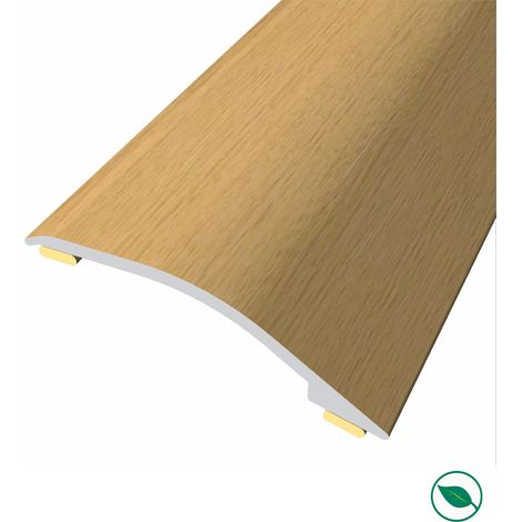 Forestea – Barre de seuil adhésive aluminium replaqué chêne vernis mat – Longueur 90 cm – Largeur 3,8 cm – Hauteur 1,2 cm – Pose facile (1/2)