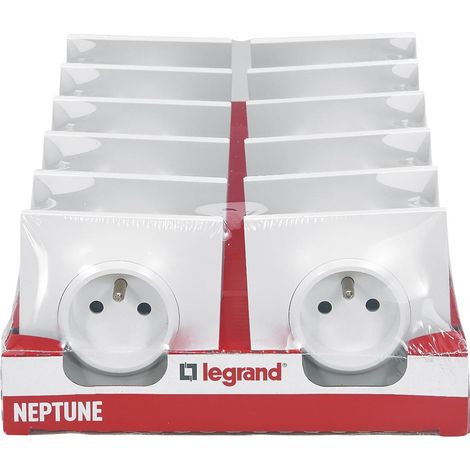[JAMAIS UTILISÉ] Lot de 12 prises de courant 2P+T 16A complet - Neptune - Blanc - Legrand