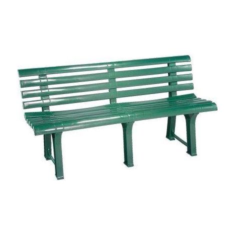 Progarden – Banc de jardin en polypropylène vert 145x49x74 cm – Résistant aux intempéries – 5 pieds de support pour stabilité (1/8)