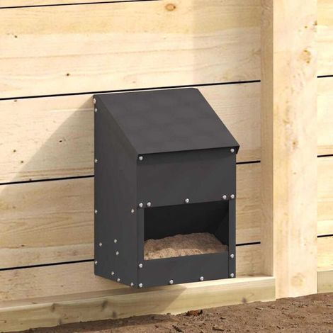 Hühnerfuttertrog, schwarz, 21 x 16 x 33 cm, kaltgewalzter Stahl (1/5)