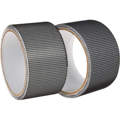Kit di riparazione per zanzariere in fibra di vetro, 2 pezzi (5x200 cm), nero nastro adesivo per zanzariere per porte e finestre. (1/5)