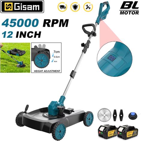 Tondeuse à gazon électrique sans fil pour jardins, 45 000 tr/min, compatible avec les batteries Makita 18 V (2 batteries, 1 chargeur) (1/5)