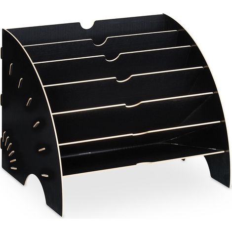 Organizer da scrivania compatto con 6 scomparti per archiviazione documenti 27 x 34 x 27 cm in MDF nero 130012109