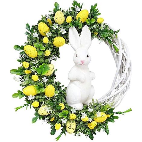 Décoration de porte de Pâques, couronne de Pâques, lapin jaune (1/5)