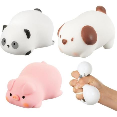Jouet anti-stress - Multicolore - 3PCS Squeeze Jouet - TPR - Chiot, Cochon, Panda - Taille de poche (1/4)