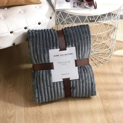 Couverture Nap - Fleece Corail - 100 x 150 cm - Pour Bureau Chambre Voiture Voyage - 250 g/m² - Gris Gentleman (1/4)