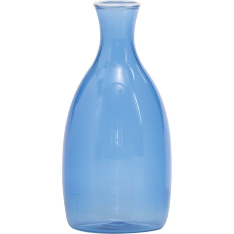 Vasetto Un Fiore capacità 35 cl in vetro borosilicato soffiato a mano con raffinato decoro bianco sull'imboccatura, colorazione Bluino, elegante