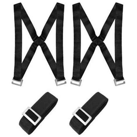 Sangle Demenagement, Sangle de Levage Aide au Déménagement pour Piano et Transporter Meuble Lourd, 2,8m Sangle Portage Noire(2 Harnais + 2 Sangles) (1/5)