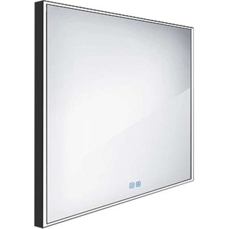 Nimco Specchi - Specchio con illuminazione LED, 60x60 cm, sensore tattile, nero ZPC 13066VX-90