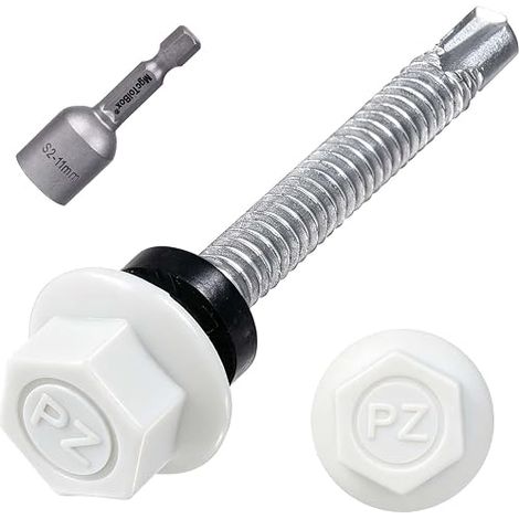 5.5x50mm Nylon Vis Toiture Autoforeuse, pour Bac Acier Toiture (1/5)
