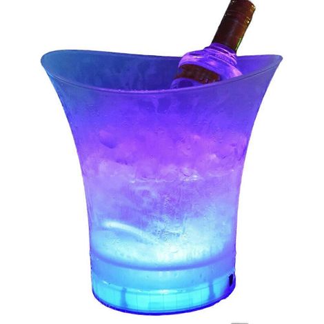 Seau à champagne lumineux, seau à glace LED, bar, caisse à champagne, seau à glace LED étanche en plastique bleu (1/5)