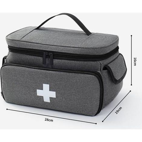 Trousse de premiers secours étanche et vide, grande pharmacie de voyage, sac à médicaments portable avec bandoulière, sac d'urgence pour l'extérieur, la maison et les voyages, gris