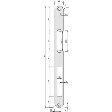 Têtières plate arrondi 250x22mm G1R inox - SP25022-G1RUX