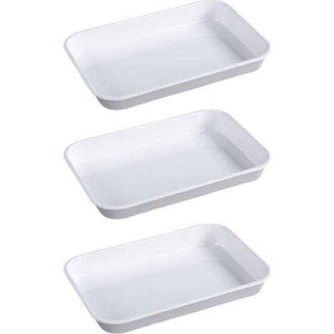 Plateau de présentation rectangulaire en plastique blanc pour charcuterie, plat de service, assiette (1/5)