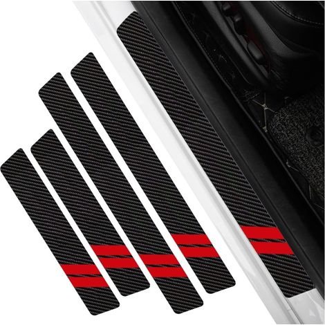 4 Pièces Protection Seuil Porte De Voiture, Autocollant Seuil Porte Voiture, Anti-Frottement Protecteur Seuil Porte, Barres Portes Voiture Anti-Salissures, Accessoires Décoratifs Auto(Rouge) (1/5)