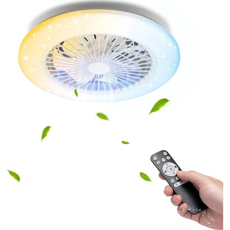 Aigostar Ventilatore Soffitto DC LED 40W Dimmerabile CCT 48.5cm 6 Vel